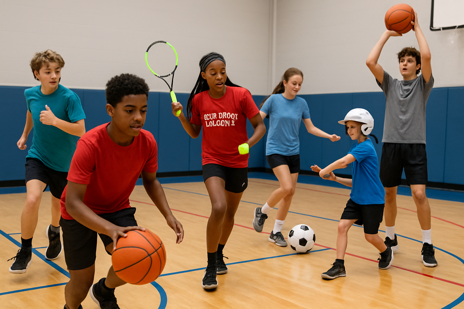 Youth participating in a multisport academy session
